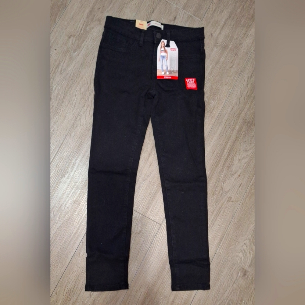 Levis 710 Super Skinny Black Jean's Big Girls size 8 Levi's Flex Stretch NWT